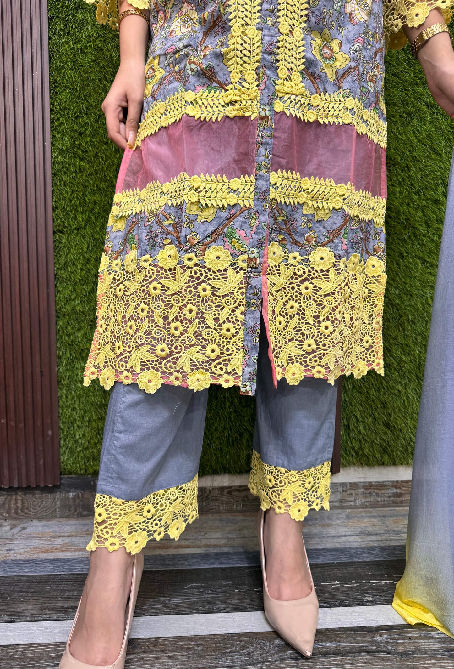 Pure Elegance Summer Pakistani Cotton Suit with Crochet Lace Work