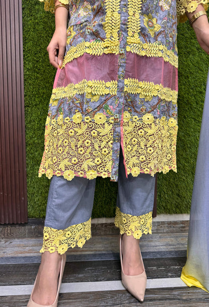 Pure Elegance Summer Pakistani Cotton Suit with Crochet Lace Work