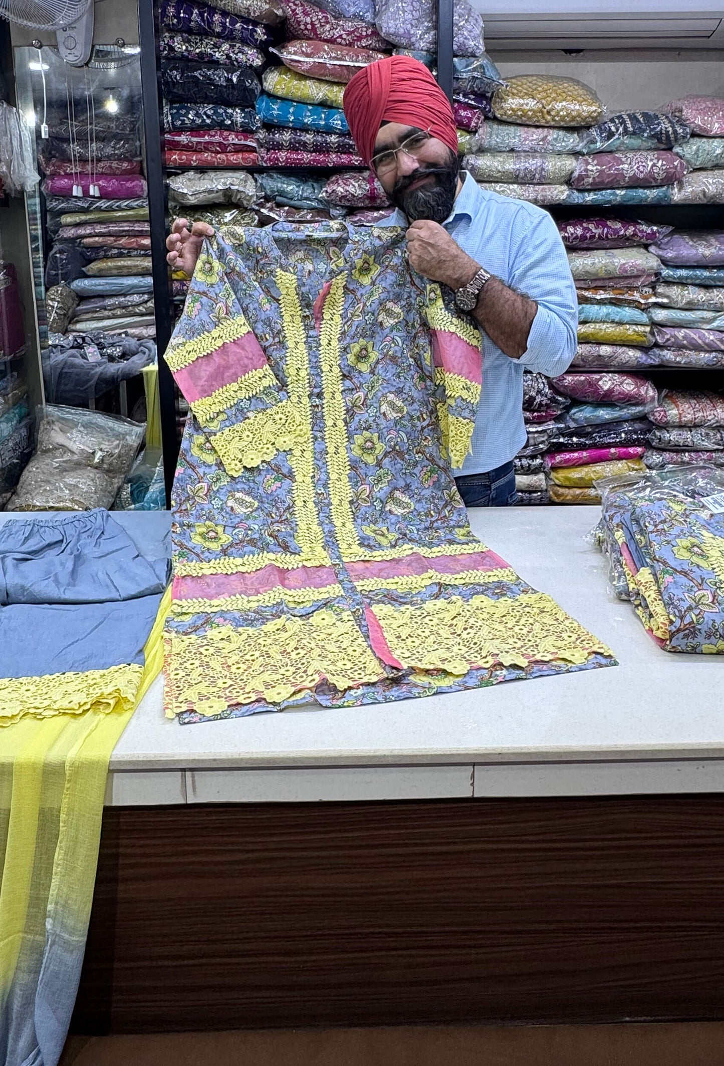 Pure Elegance Summer Pakistani Cotton Suit with Crochet Lace Work
