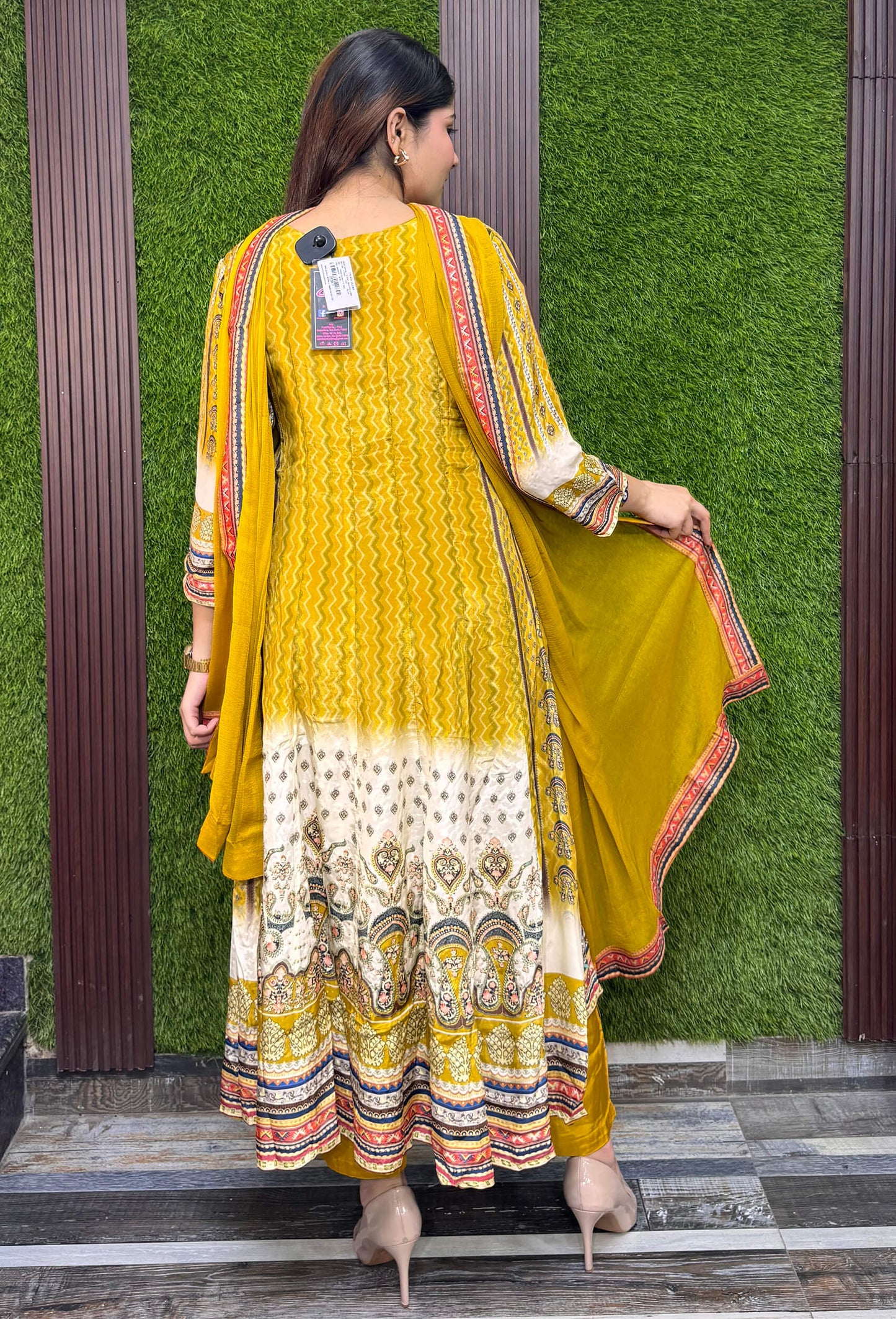 Designer Pure Crepe Digital printed Anarkali Suit With Chiffon Dupatta