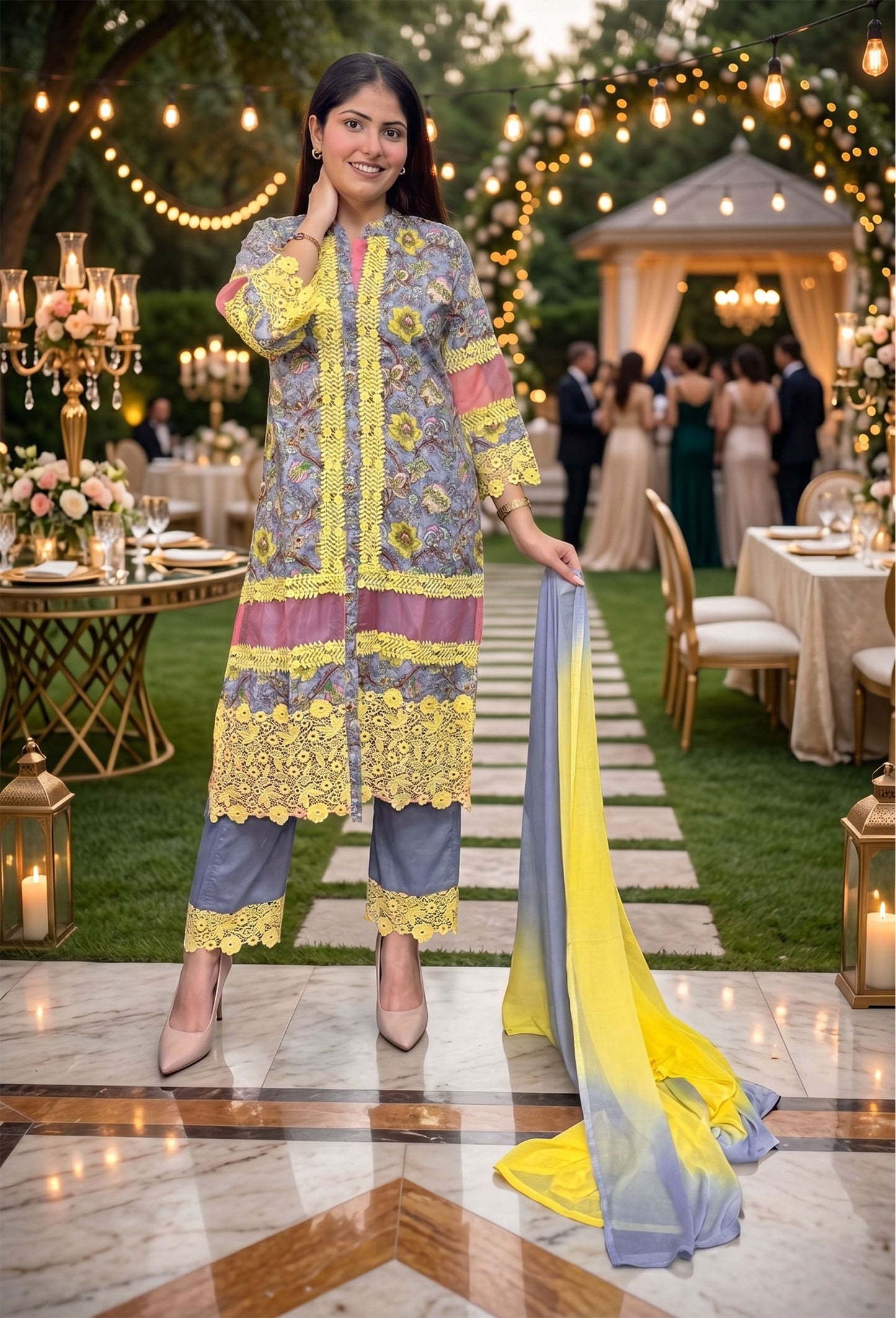 Pure Elegance Summer Pakistani Cotton Suit with Crochet Lace Work