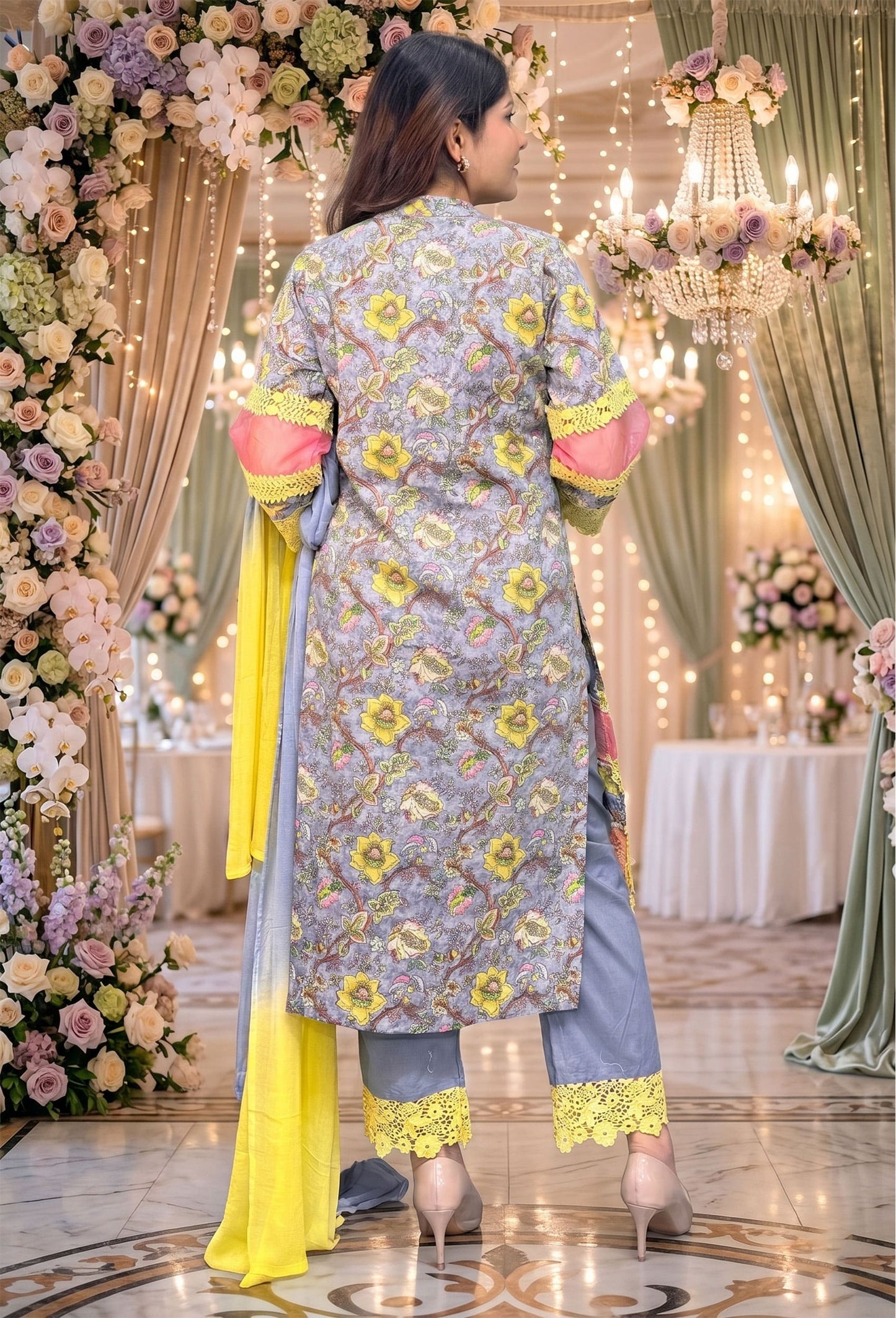 Pure Elegance Summer Pakistani Cotton Suit with Crochet Lace Work