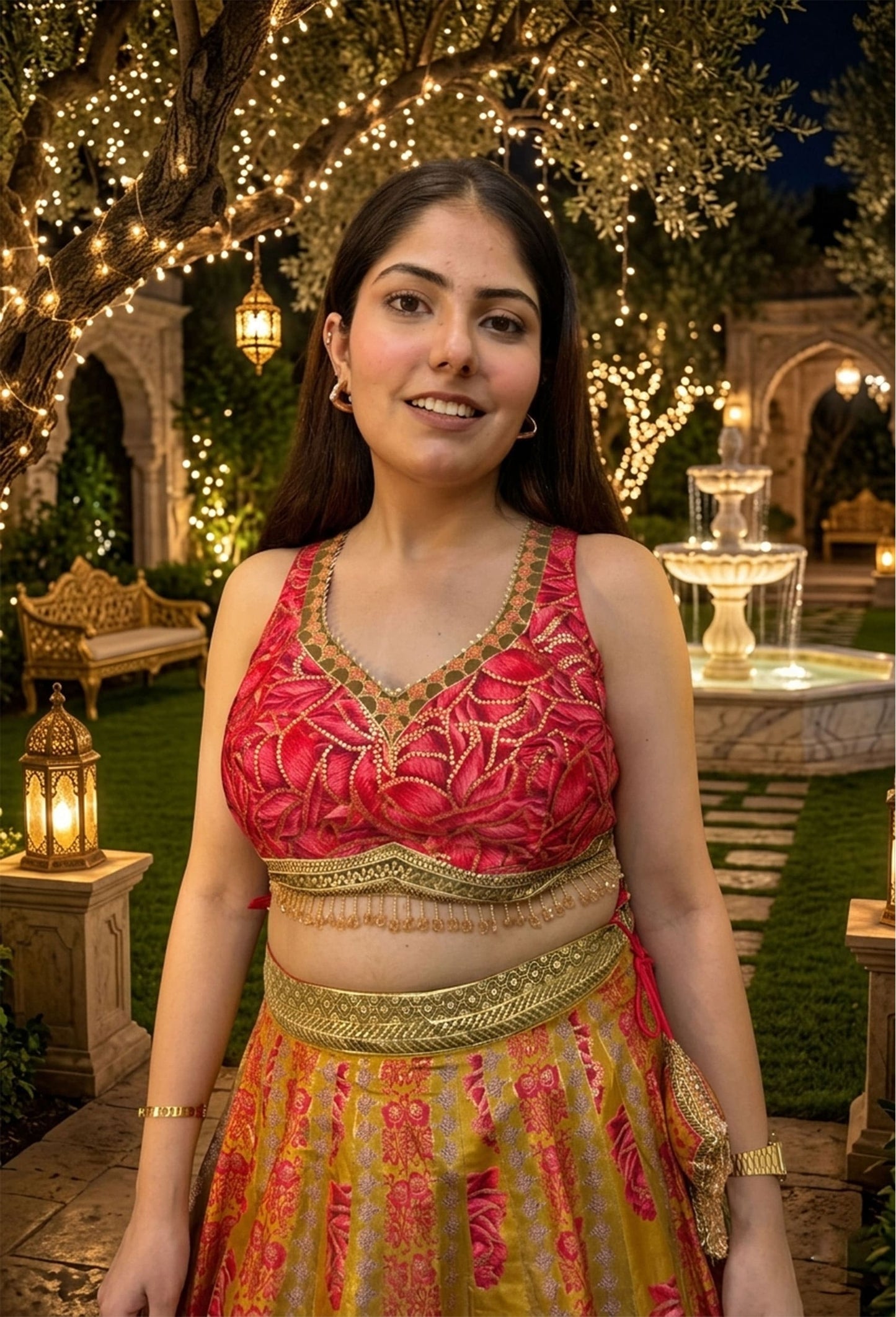 Pure Crepe Digital Printed Anarkali Lehenga Set with Contrast Dupatta