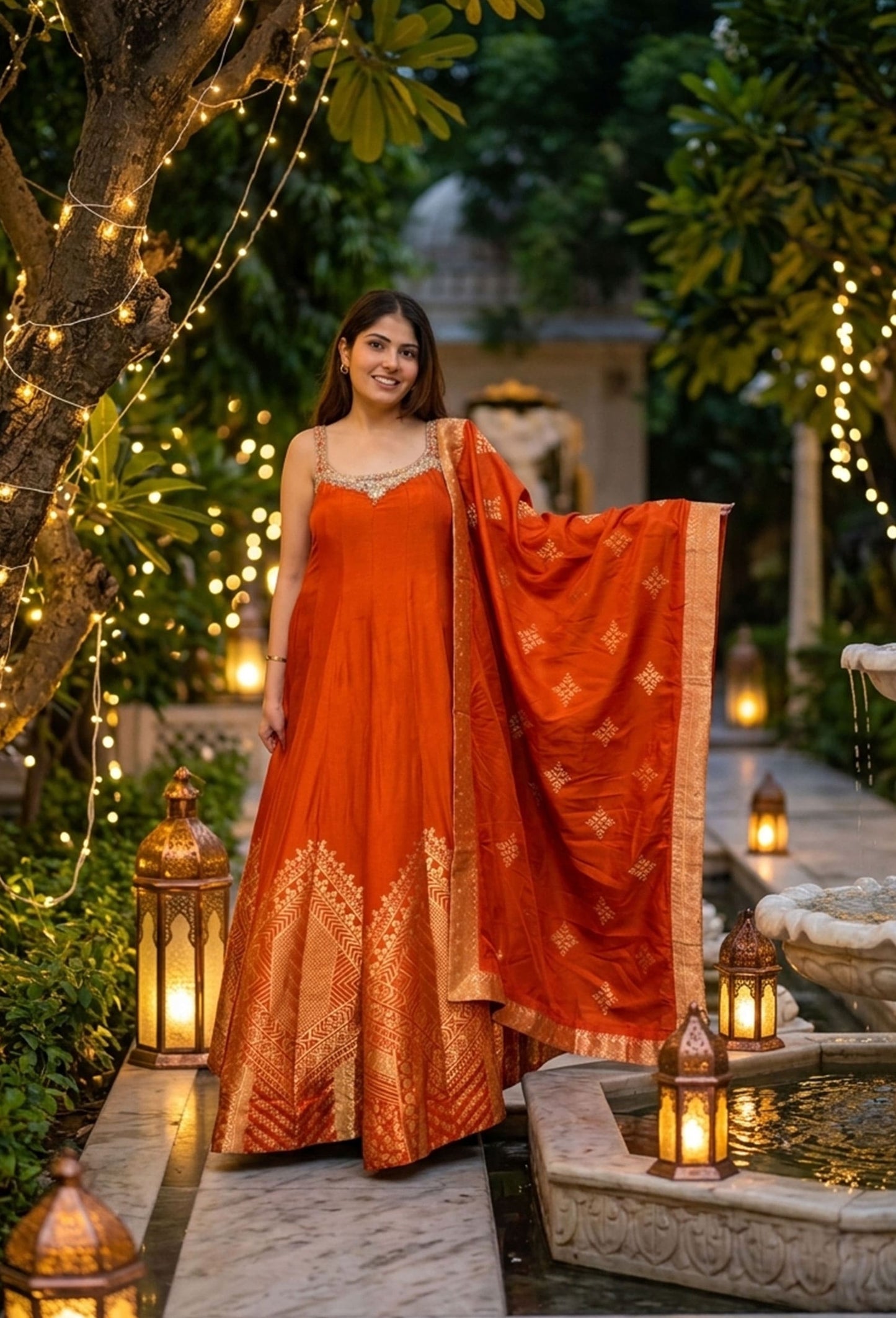 Pure Silk Banarasi Jacquard Anarkali with Handwork Silk Dupatta