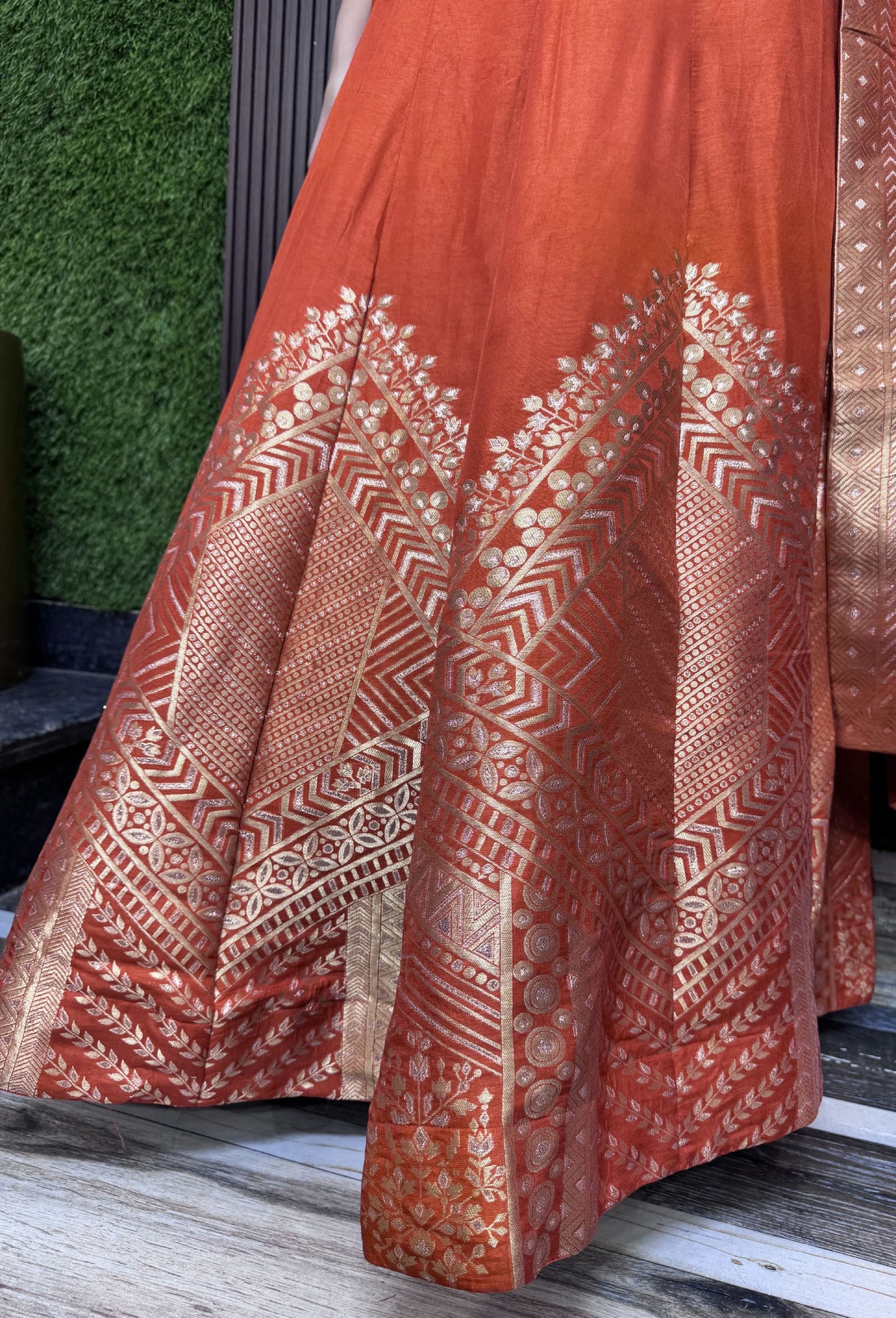 Pure Silk Banarasi Jacquard Anarkali with Handwork Silk Dupatta