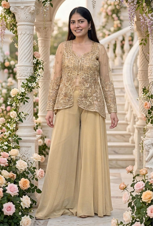 Georgette Embellished Cord Set with Bustier & Plazo