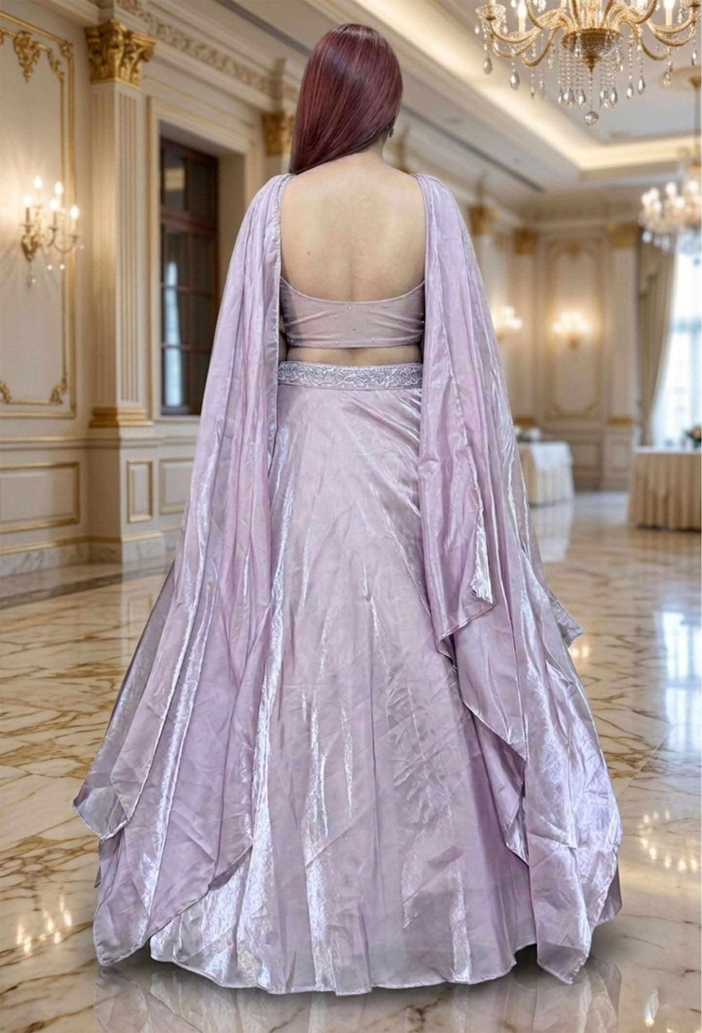 Hand Embellished Lehenga with Full Embroidered Blouse and Choker Dupatta