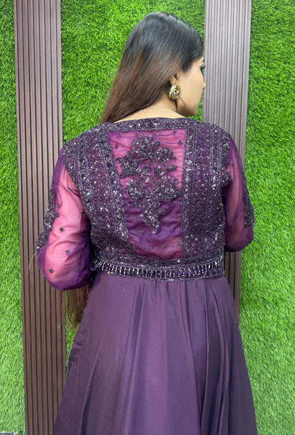 Spaghetti Style Embellished Blouse with Flared Lehenga & Full Sleeve Jacket