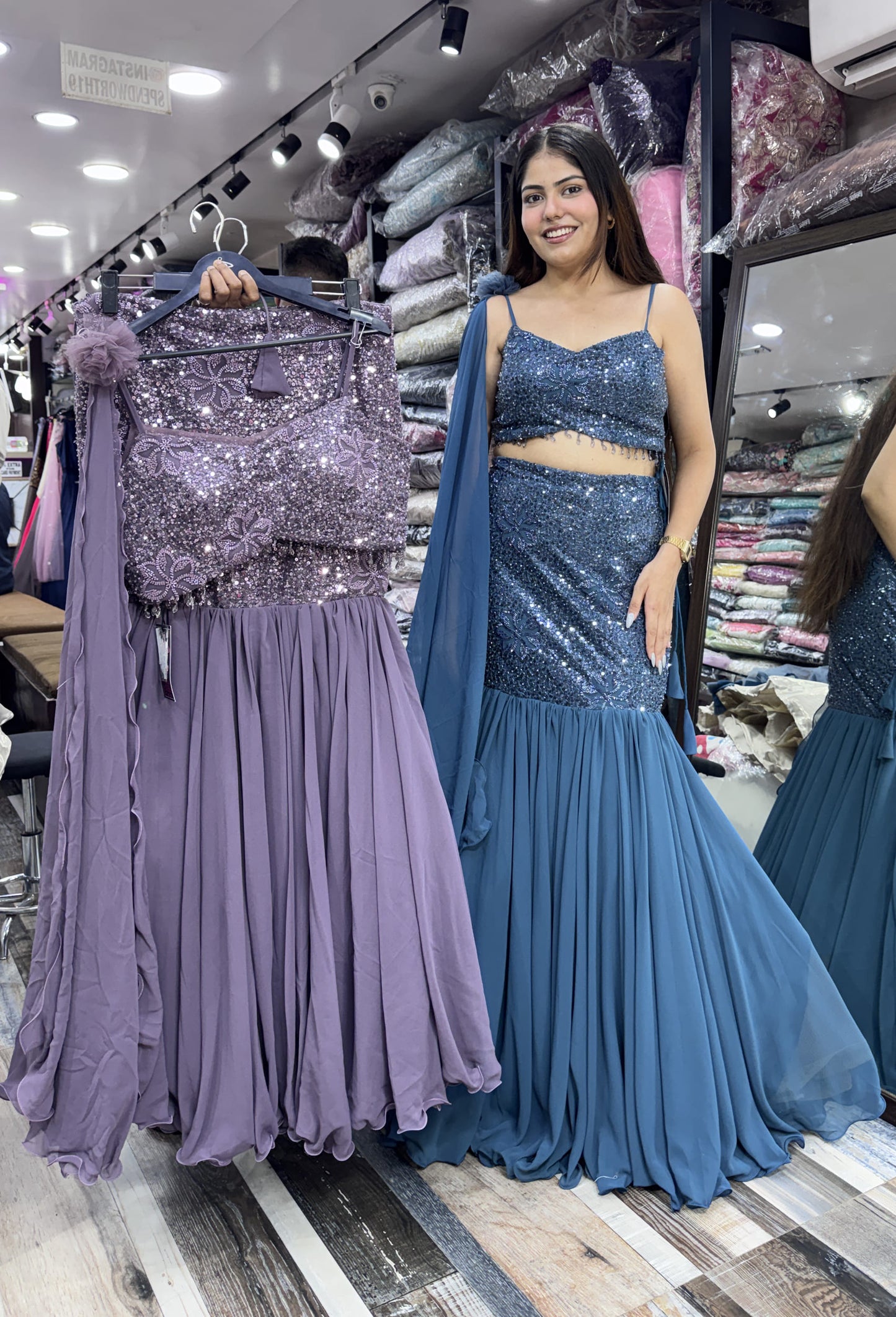 Noodle Strap Fish Cut Lehenga with Net Border Dupatta