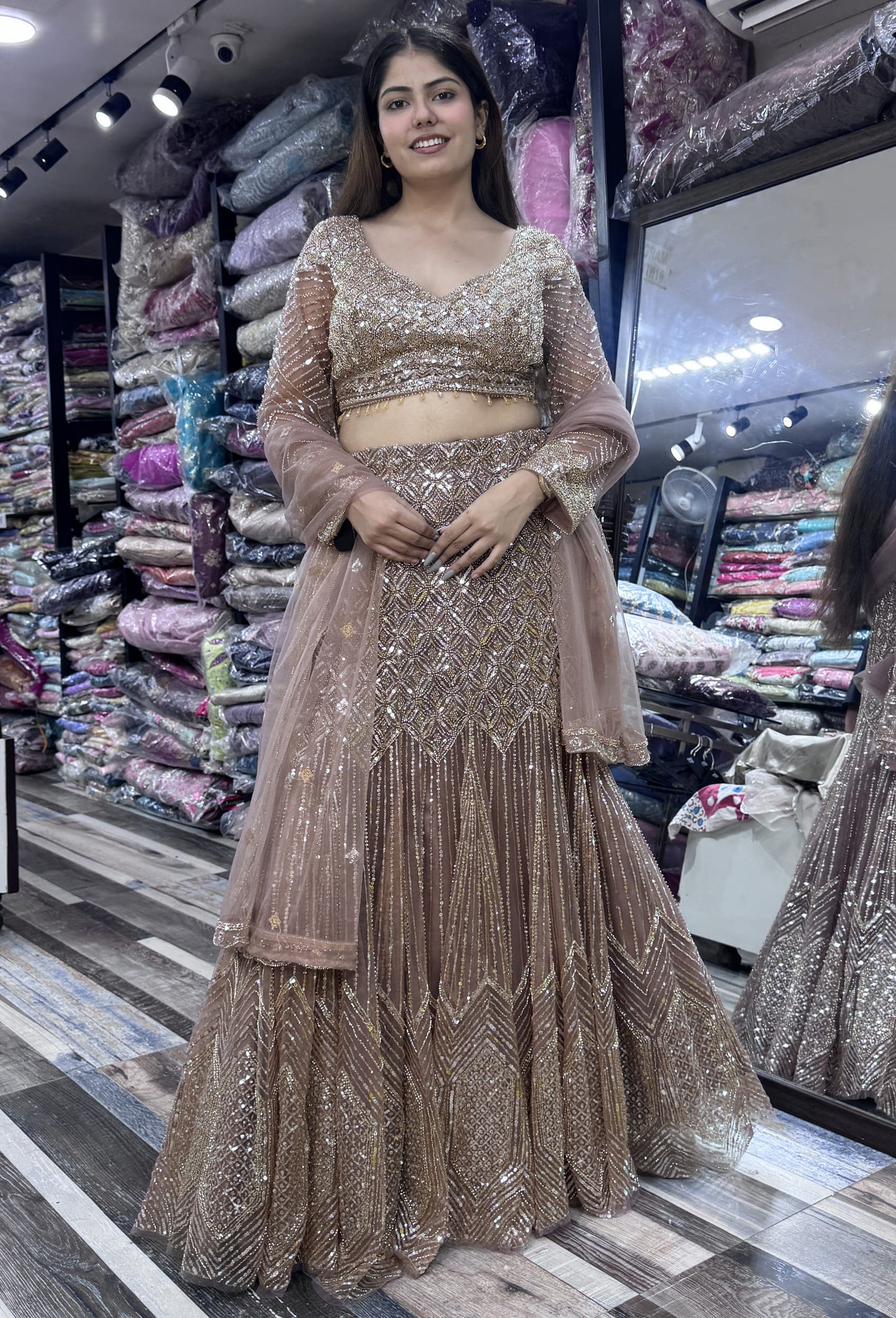 Heavy Embellished Fish Cut Lehenga with Handwork Blouse & Dupatta