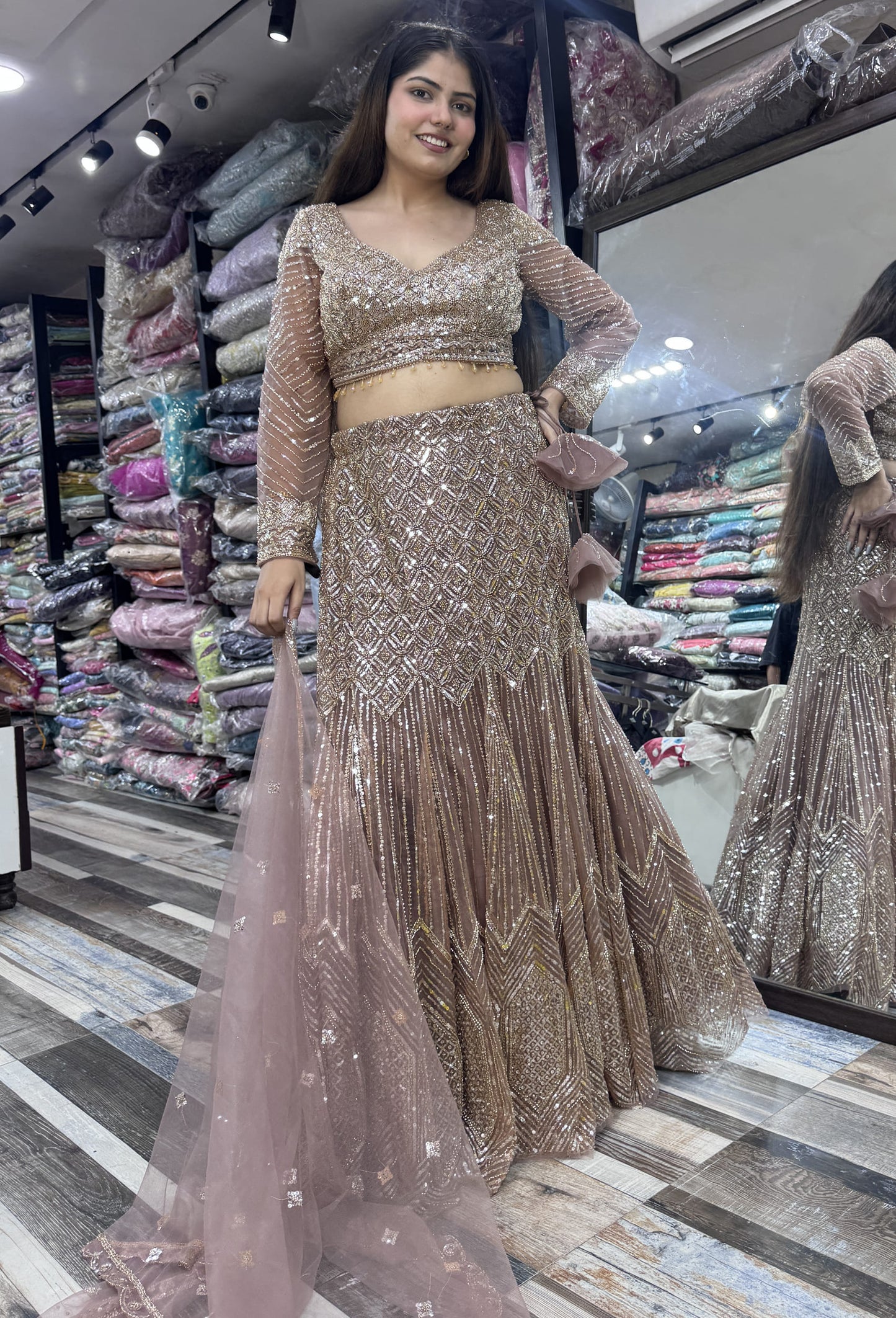 Heavy Embellished Fish Cut Lehenga with Handwork Blouse & Dupatta