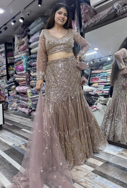 Heavy Embellished Fish Cut Lehenga with Handwork Blouse & Dupatta