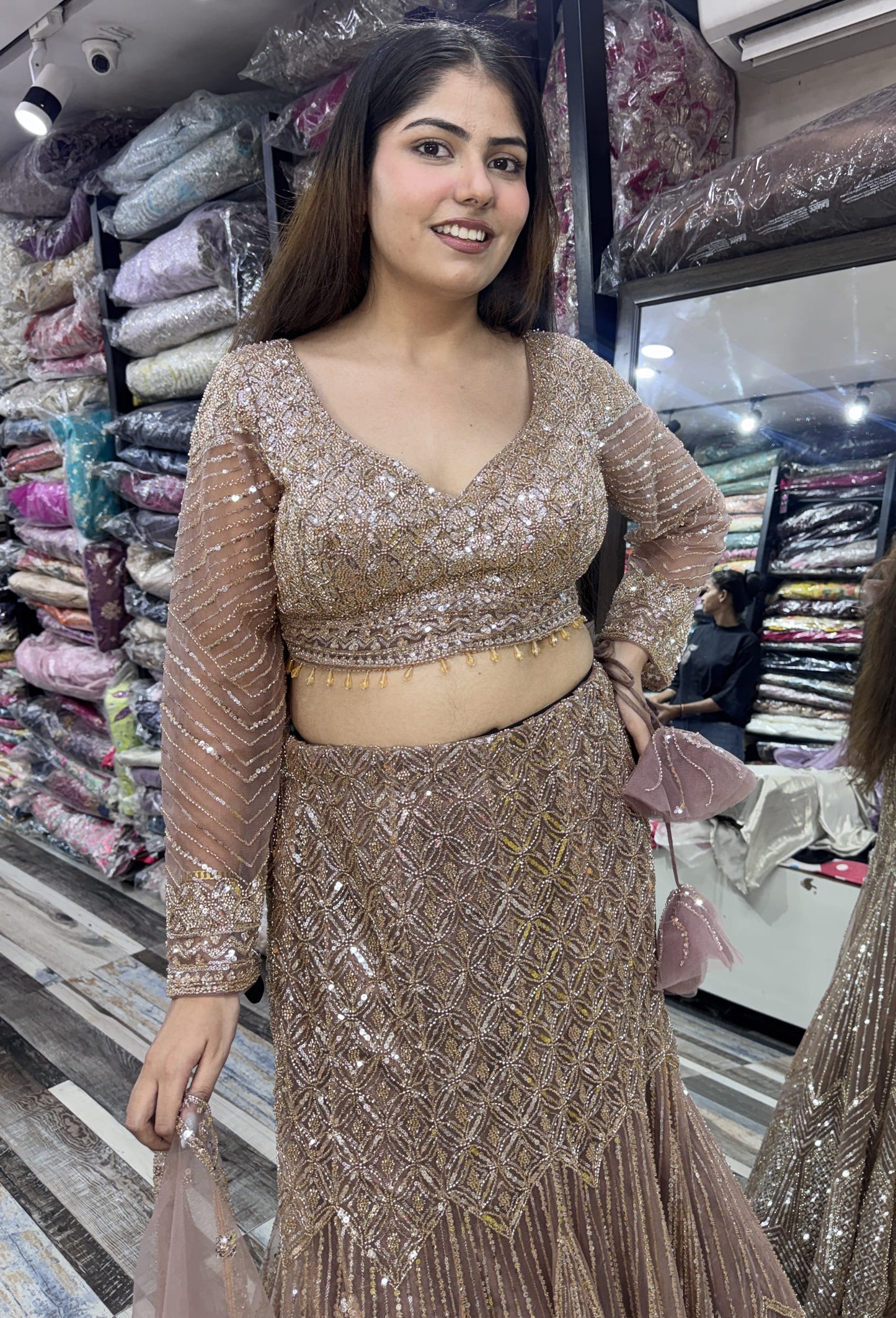 Heavy Embellished Fish Cut Lehenga with Handwork Blouse & Dupatta