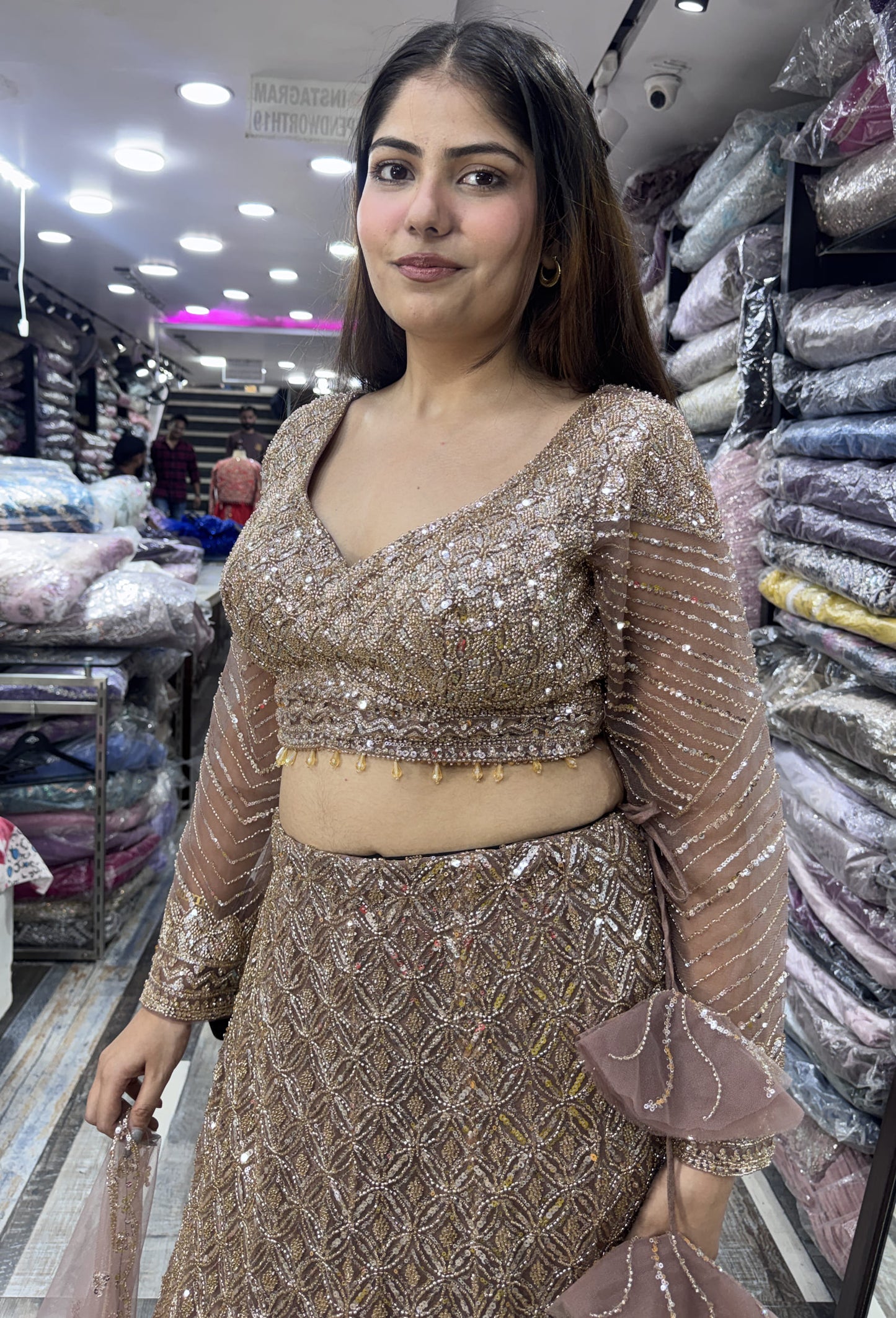 Heavy Embellished Fish Cut Lehenga with Handwork Blouse & Dupatta