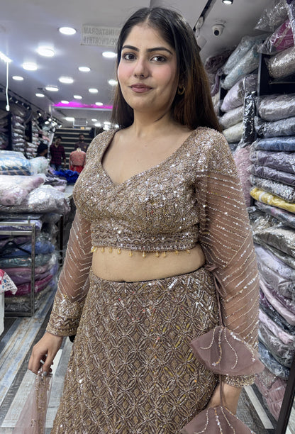 Heavy Embellished Fish Cut Lehenga with Handwork Blouse & Dupatta