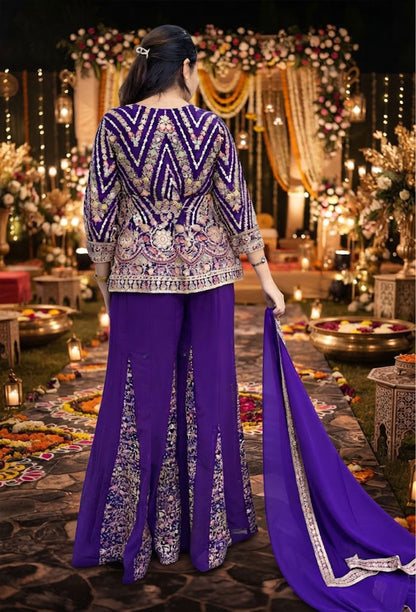Elegant Cord-Set Sharara Suit with Georgette Dupatta