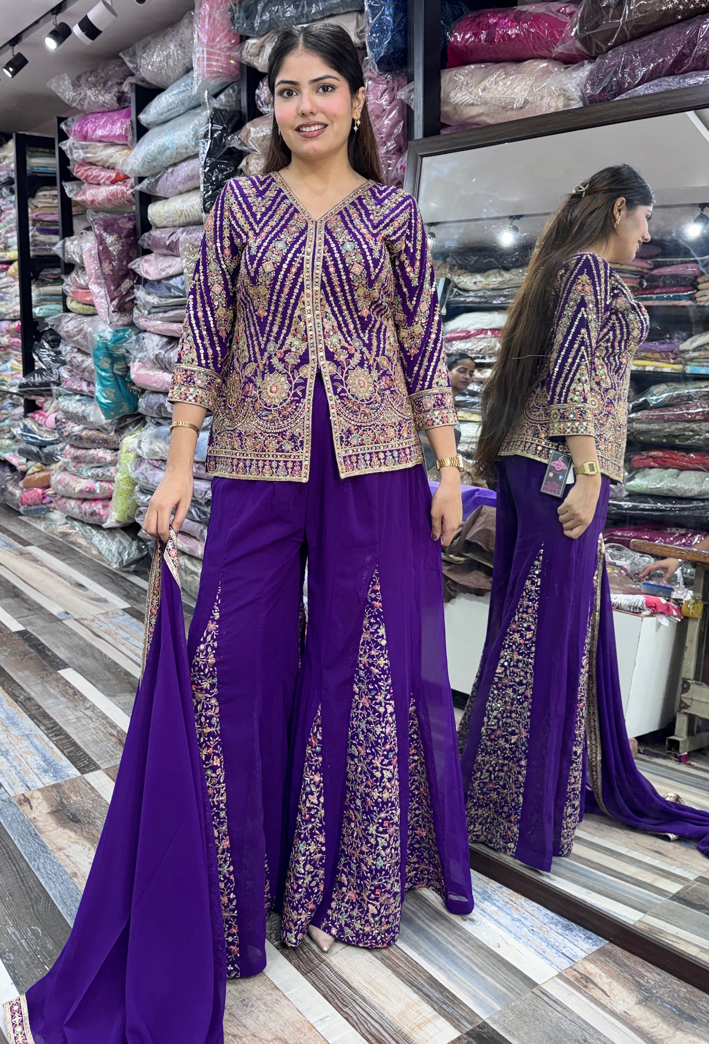 Elegant Cord-Set Sharara Suit with Georgette Dupatta