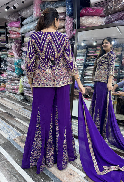 Elegant Cord-Set Sharara Suit with Georgette Dupatta