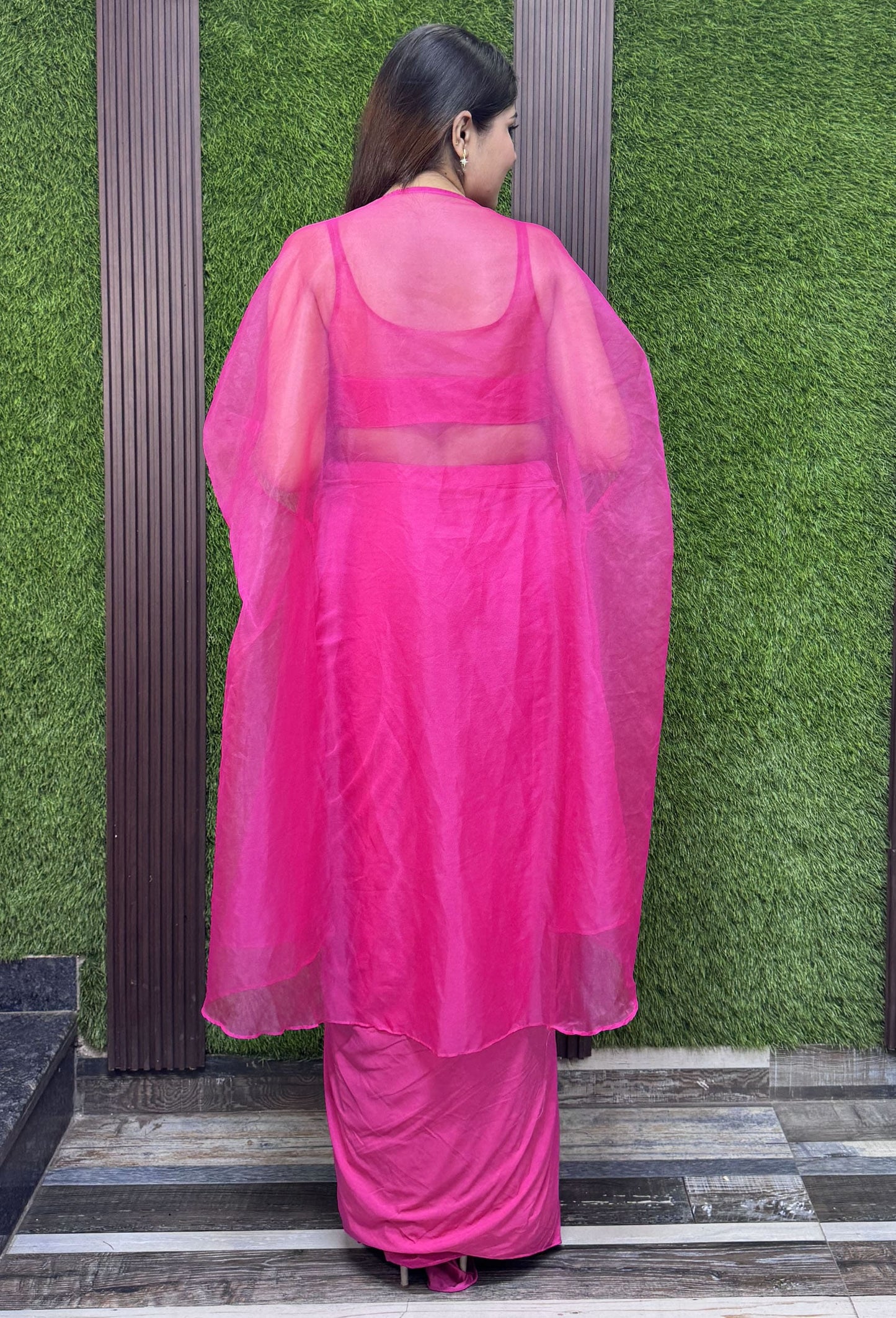 Designer Indo-Western 3-Piece Dress with Embroidered Cape Shrug