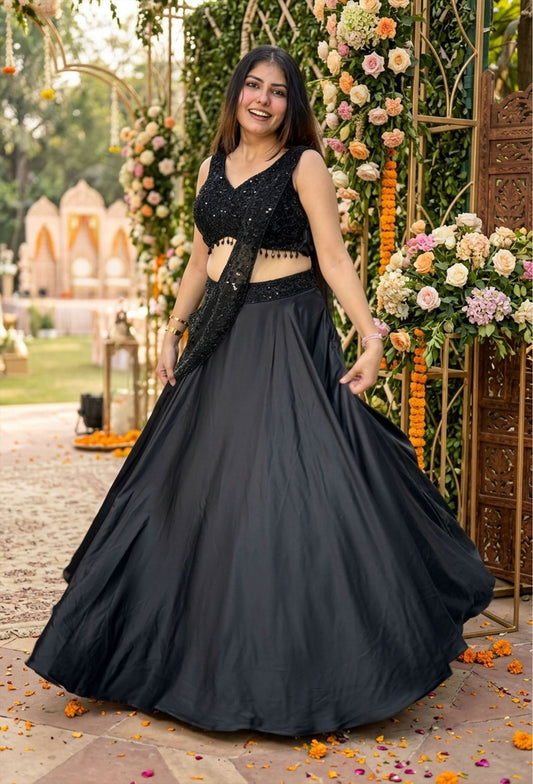 Designer Indo Western Flared Skirt with Spaghetti Blouse