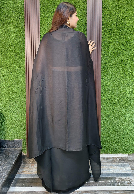 3 Piece Indo Western Dress with Separate Cape and with Hand Work Blouse