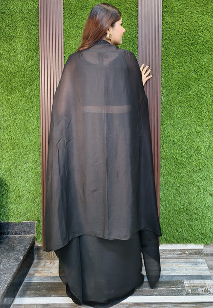 3 Piece Indo Western Dress with Separate Cape and with Hand Work Blouse