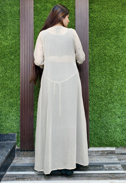 3 Piece Indo Western Contrast Separate Cape Shrug Dress in Georgette with Palazzo Bottom