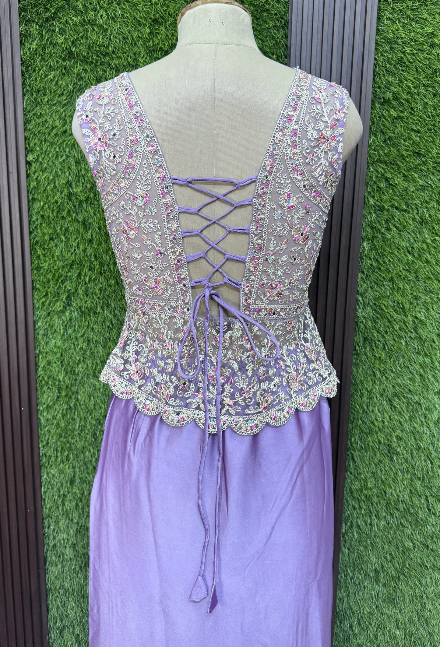 Designer Peplum Indo Western Tulip Skirt with Choker Dupatta