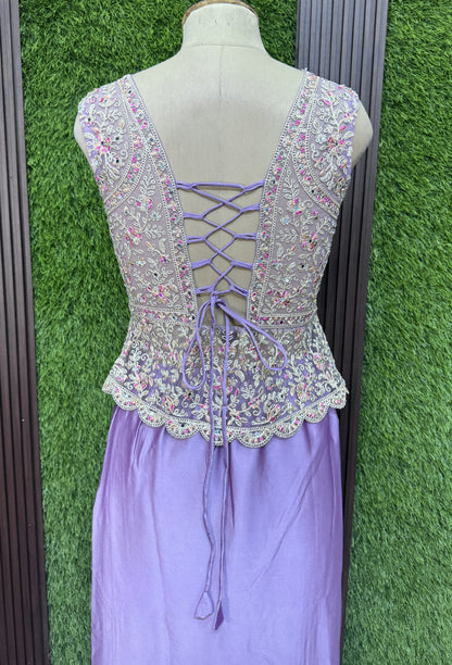 Designer Peplum Indo Western Tulip Skirt with Choker Dupatta