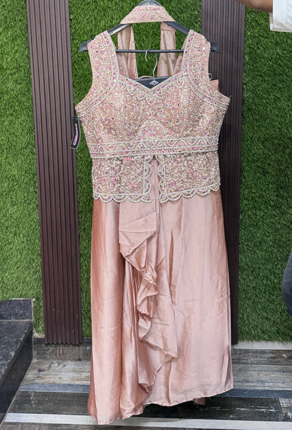 Designer Peplum Indo Western Tulip Skirt with Choker Dupatta