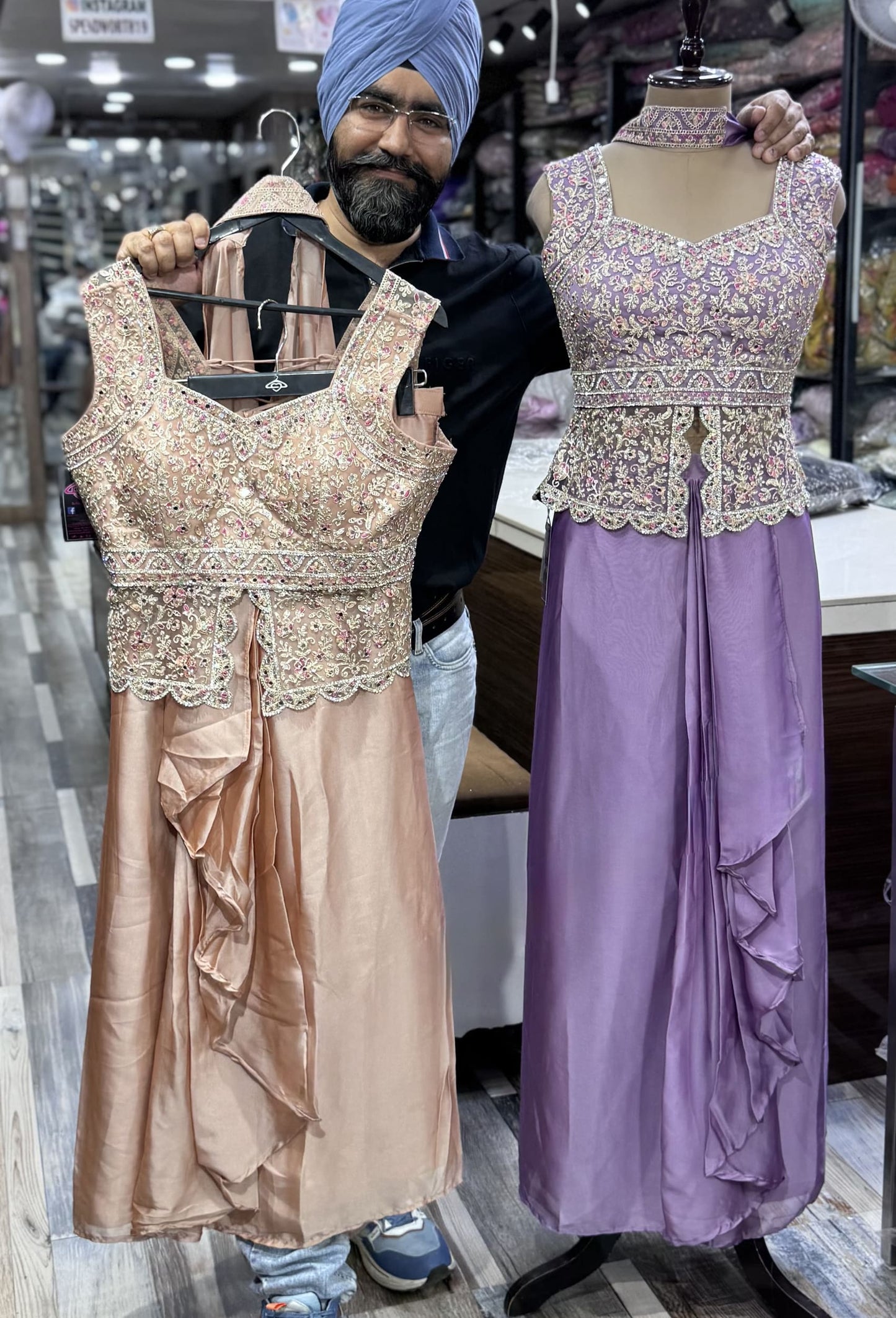 Designer Peplum Indo Western Tulip Skirt with Choker Dupatta