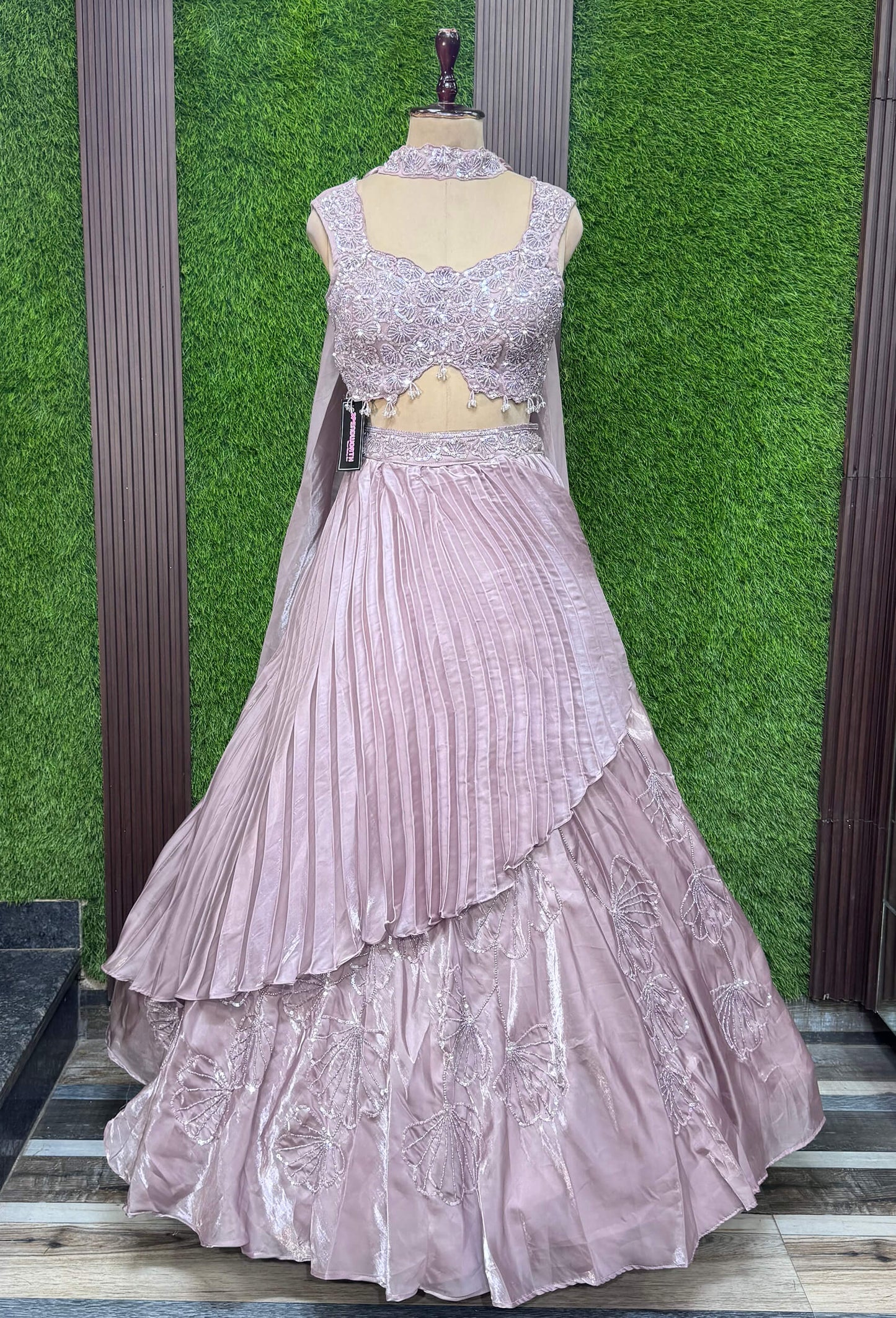 Hand Embellished Lehenga with Full Embroidered Blouse and Choker Dupatta