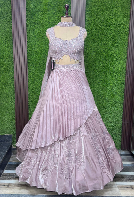 Hand Embellished Lehenga with Full Embroidered Blouse and Choker Dupatta