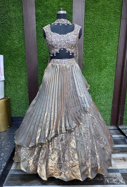 Hand Embellished Lehenga with Full Embroidered Blouse and Choker Dupatta