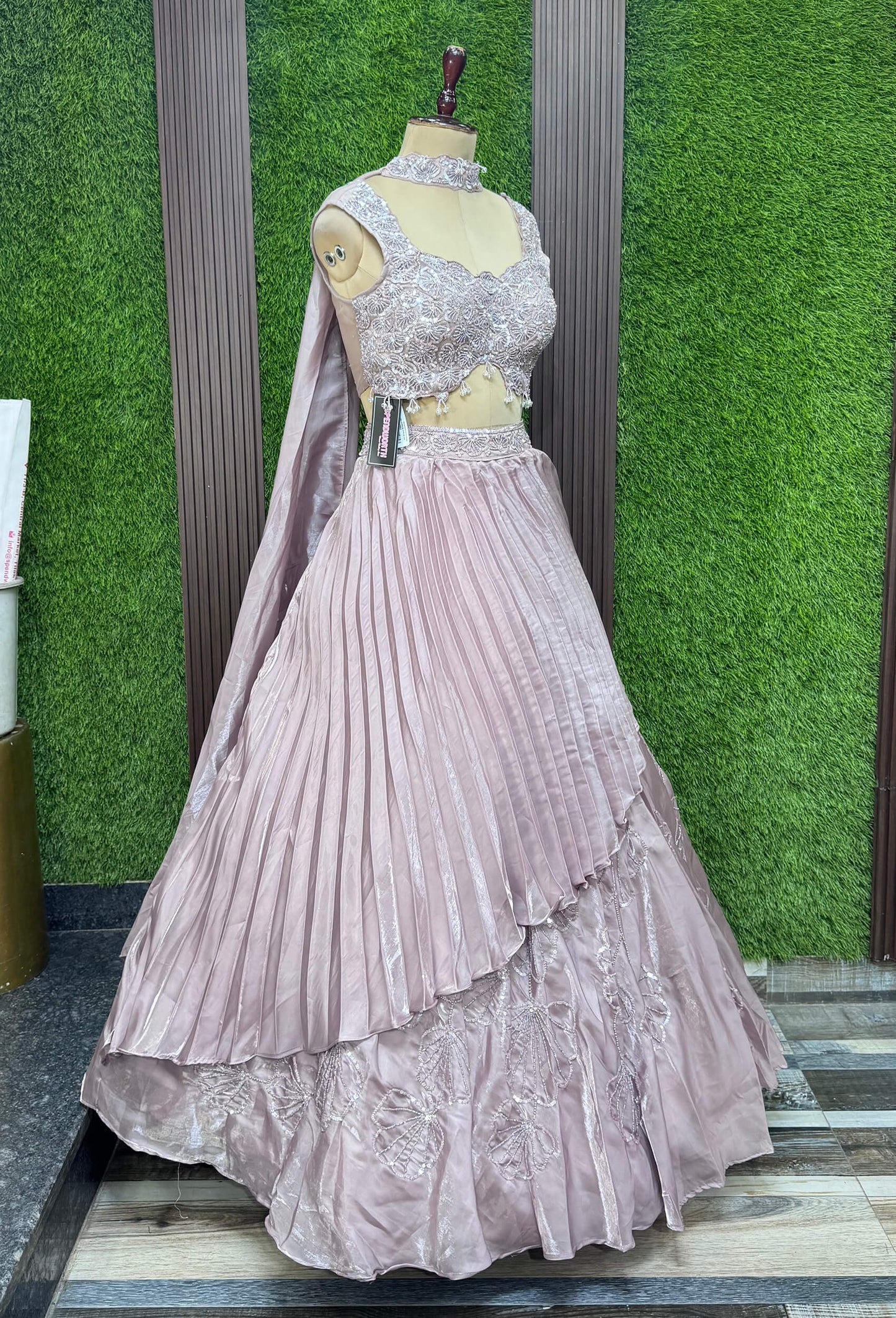 Hand Embellished Lehenga with Full Embroidered Blouse and Choker Dupatta