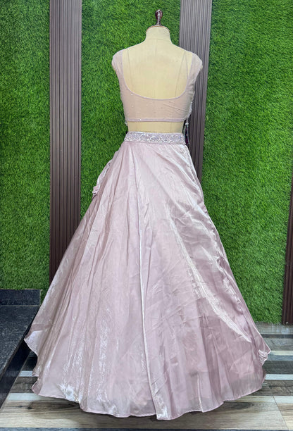 Hand Embellished Lehenga with Full Embroidered Blouse and Choker Dupatta