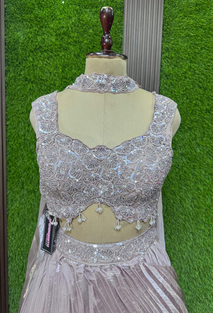 Hand Embellished Lehenga with Full Embroidered Blouse and Choker Dupatta