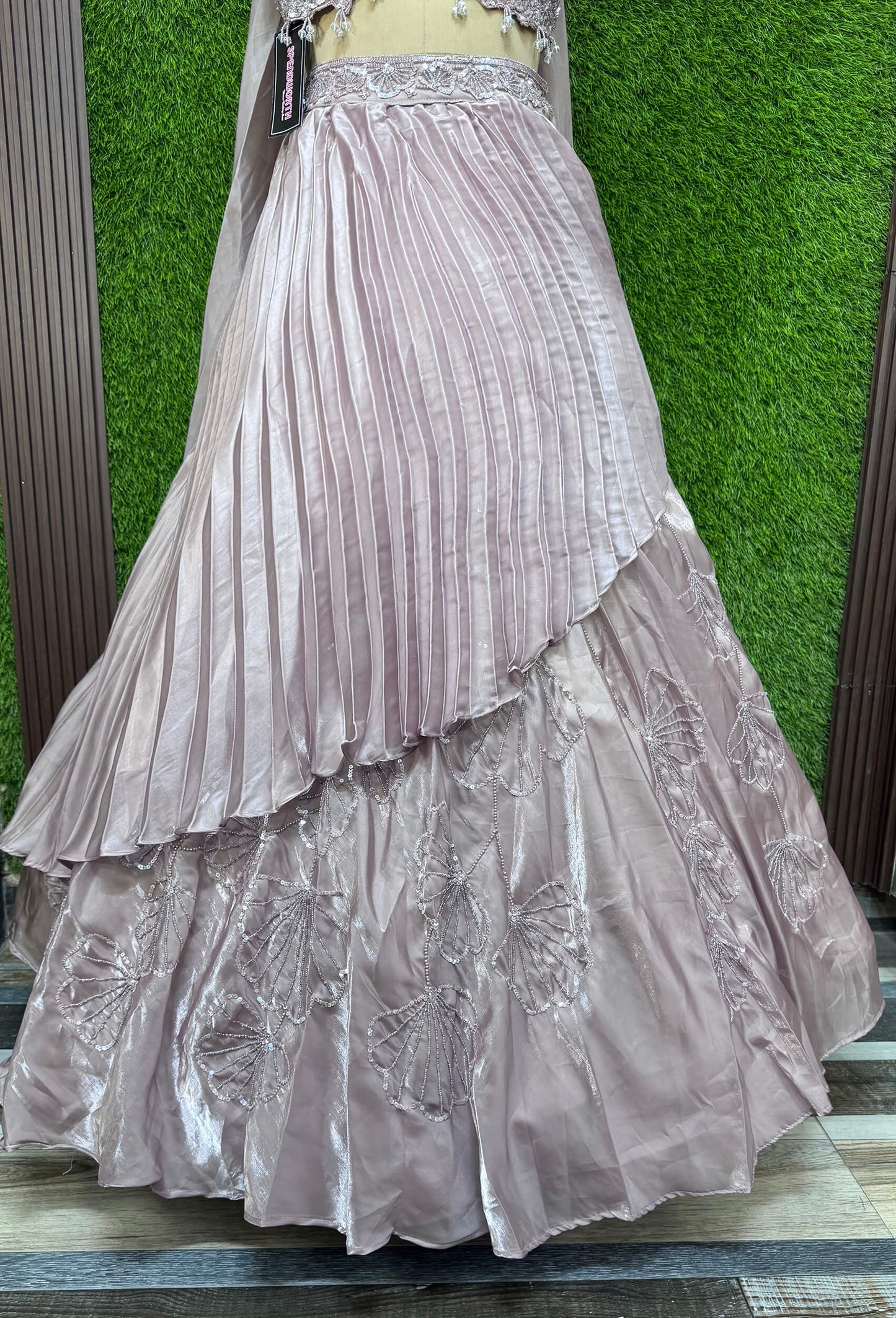 Hand Embellished Lehenga with Full Embroidered Blouse and Choker Dupatta