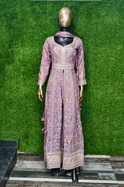 Partywear Front slit Anarkali kurta with pants