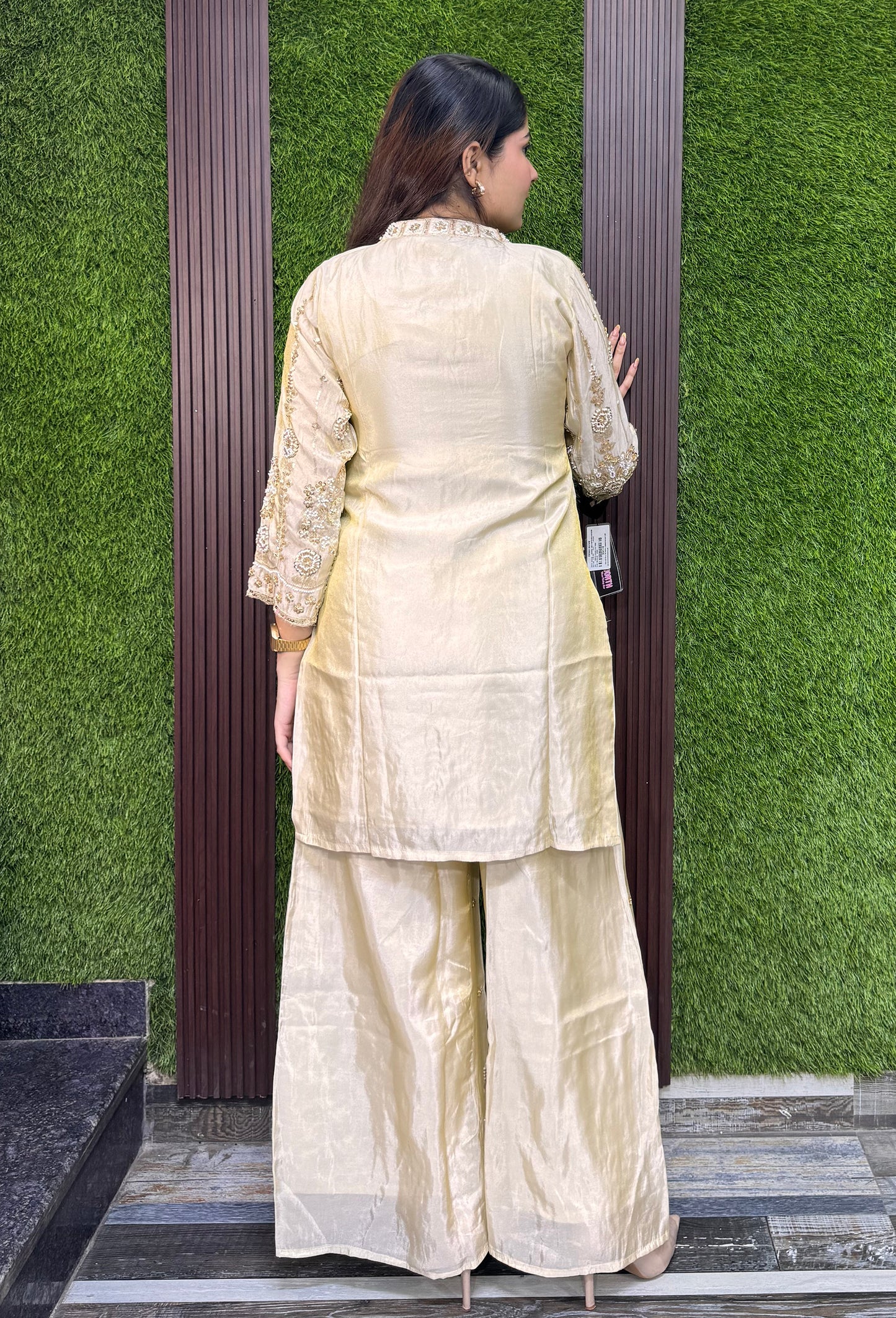 Hand-Embellished Party Cord Set with Sculpted Bustier