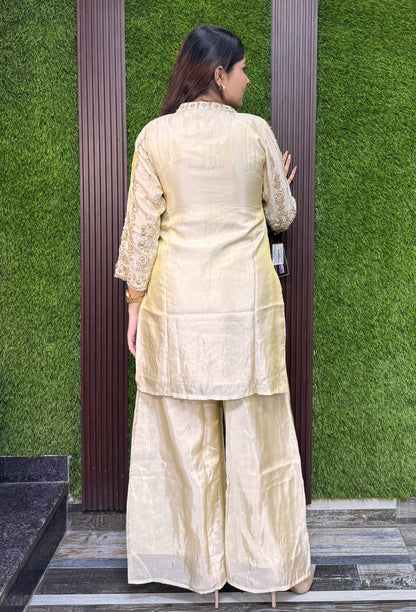 Hand-Embellished Party Cord Set with Sculpted Bustier