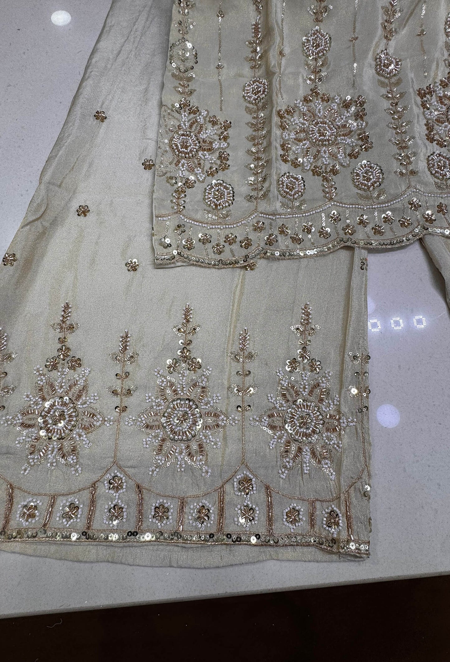 Hand-Embellished Party Cord Set with Sculpted Bustier