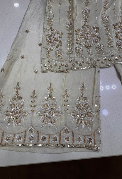 Hand-Embellished Party Cord Set with Sculpted Bustier