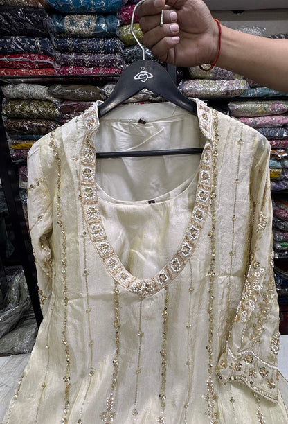 Hand-Embellished Party Cord Set with Sculpted Bustier