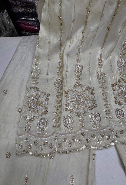 Hand-Embellished Party Cord Set with Sculpted Bustier