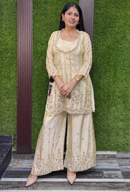 Hand-Embellished Party Cord Set with Sculpted Bustier