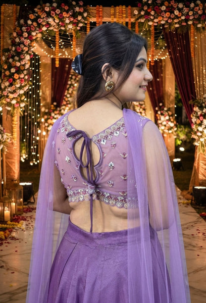 Designer Peplum Style Chinnon Silk Short Top Sharara Suit with Choker Dupatta