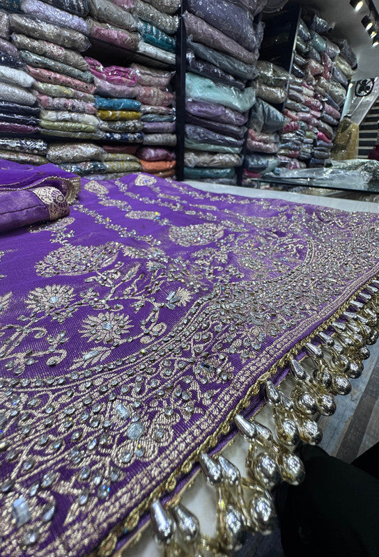 Pure Banarasi Straight Shirt and Plazo Pants Suit Set for Women with Embroidered Net Dupatta
