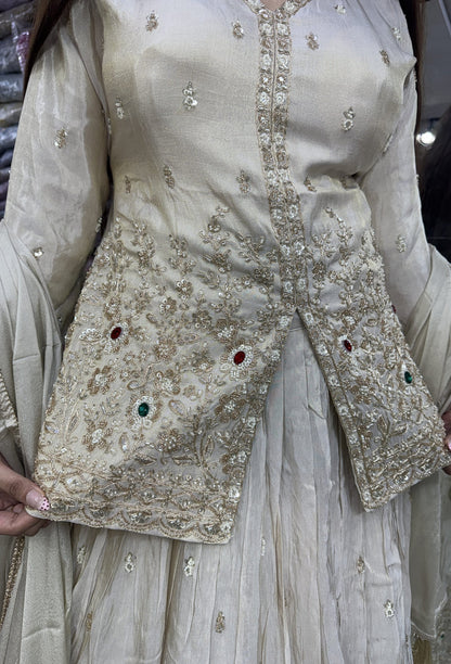 Designer Lehenga Set with Full Sleeve Beadwork Shirt and Dupatta