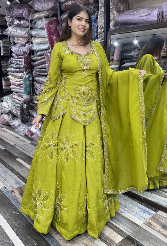 Designer Indo Western Lehenga with Embroidered Shirt and Dupatta